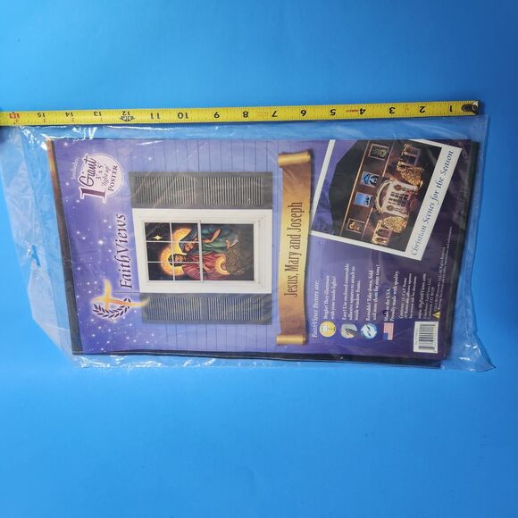 Faith Views Window Art Jesus, Mary & Joseph Nativity Christmas 3 X 5 Ft. Scene - Picture 6 of 7